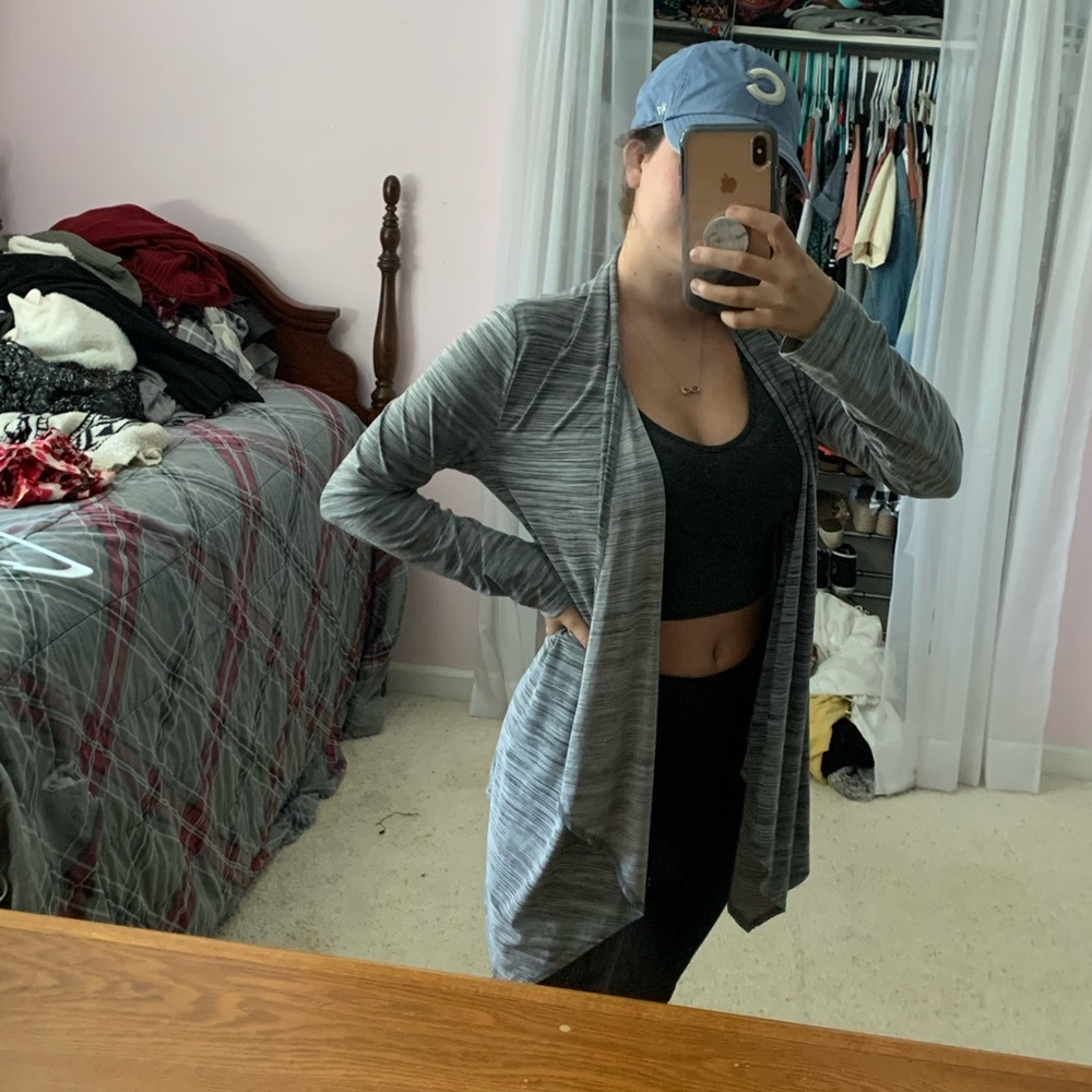 Gray Striped Cardigan